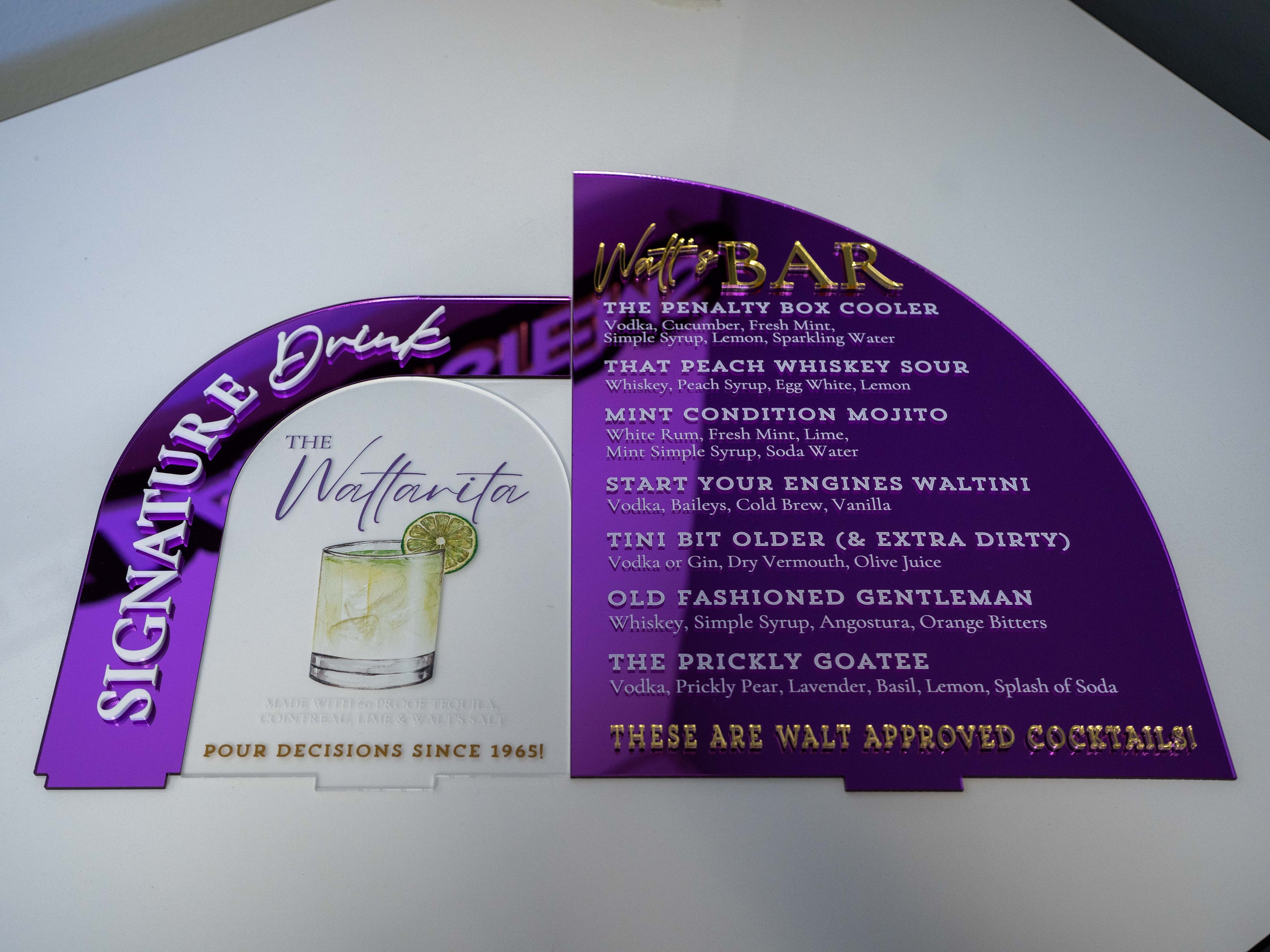 Luxury Signature Drink Sign Set | 3-Piece Arch Acrylic Bar Menu
