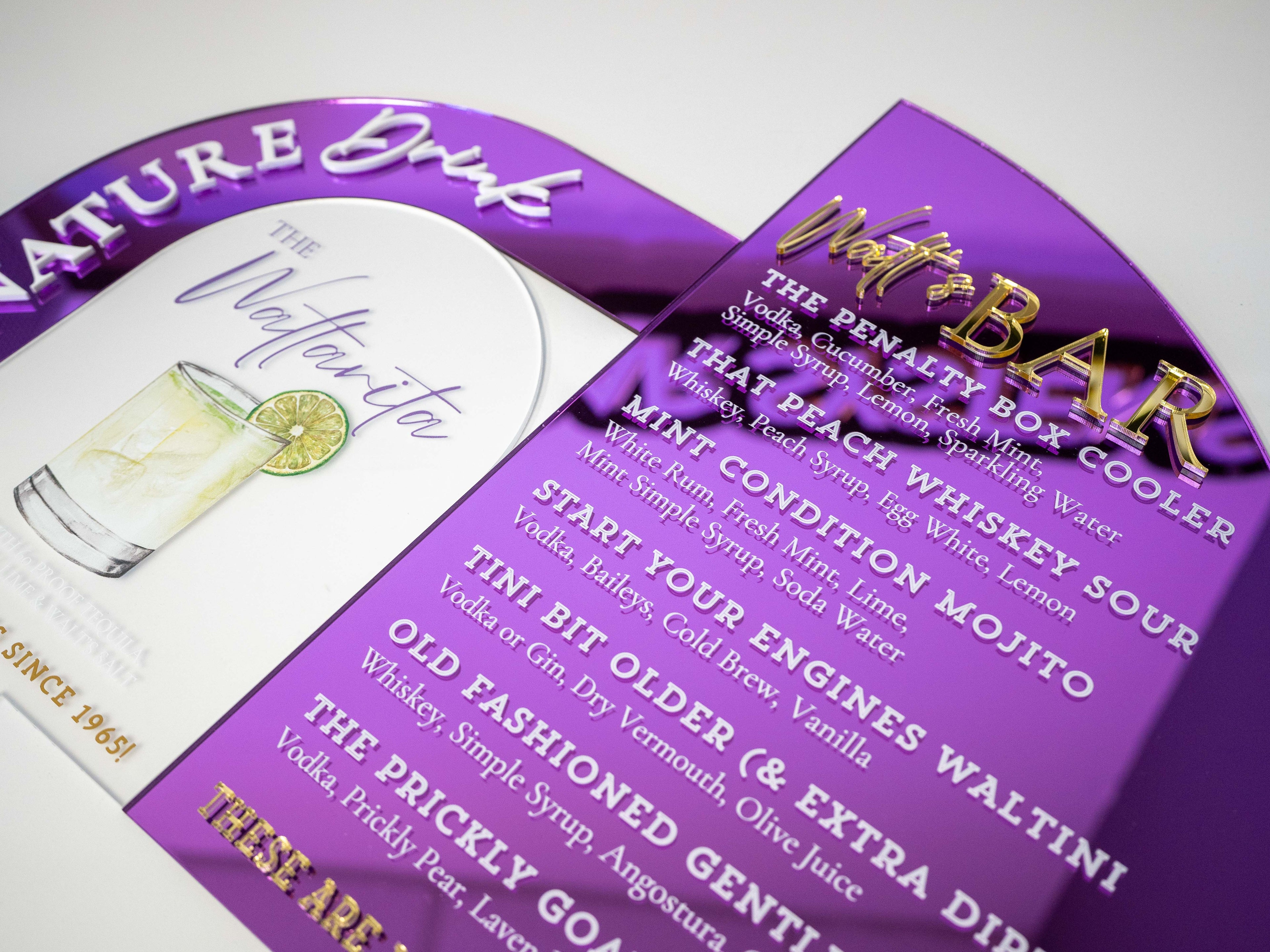 Luxury Signature Drink Sign Set | 3-Piece Arch Acrylic Bar Menu