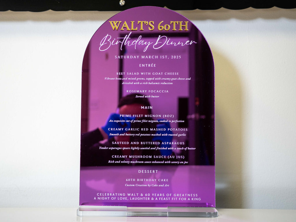 Custom UV Printed Acrylic Drink Menu Sign