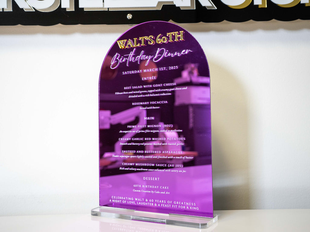 Custom UV Printed Acrylic Drink Menu Sign