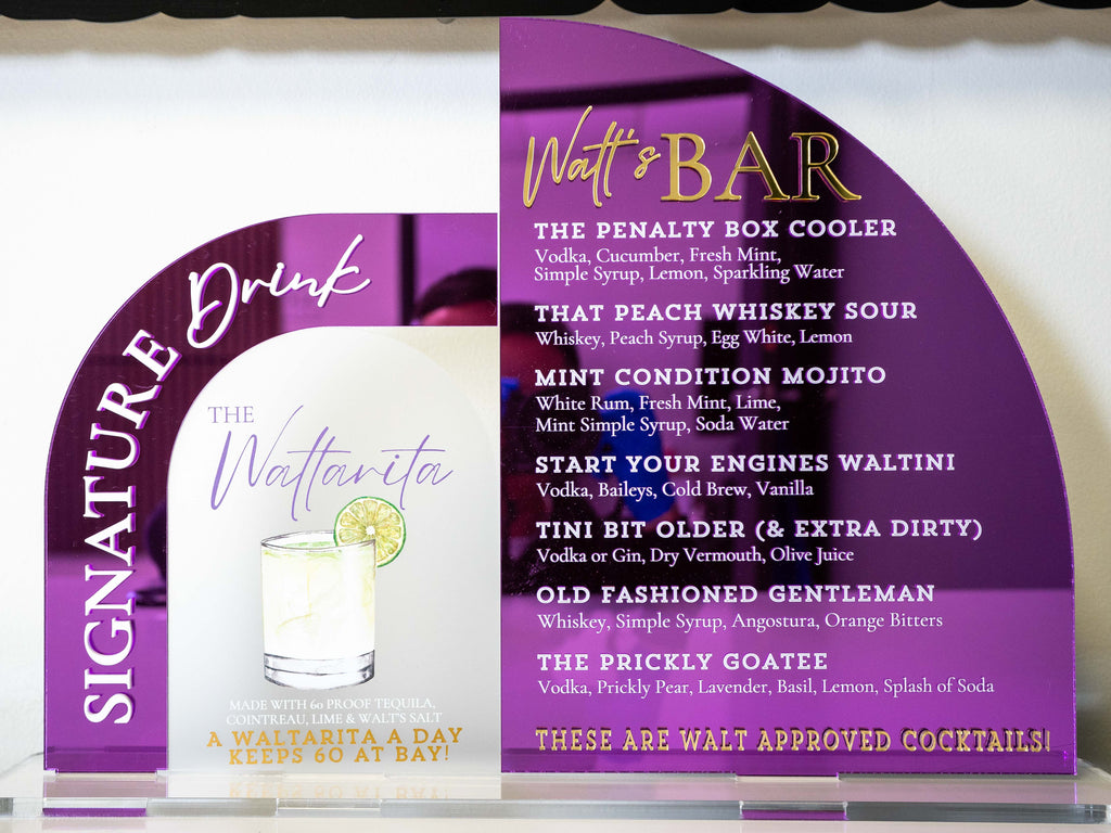 Luxury Signature Drink Sign Set | 3-Piece Arch Acrylic Bar Menu
