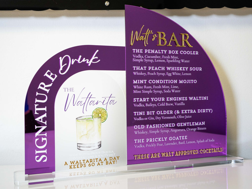 Luxury Signature Drink Sign Set | 3-Piece Arch Acrylic Bar Menu
