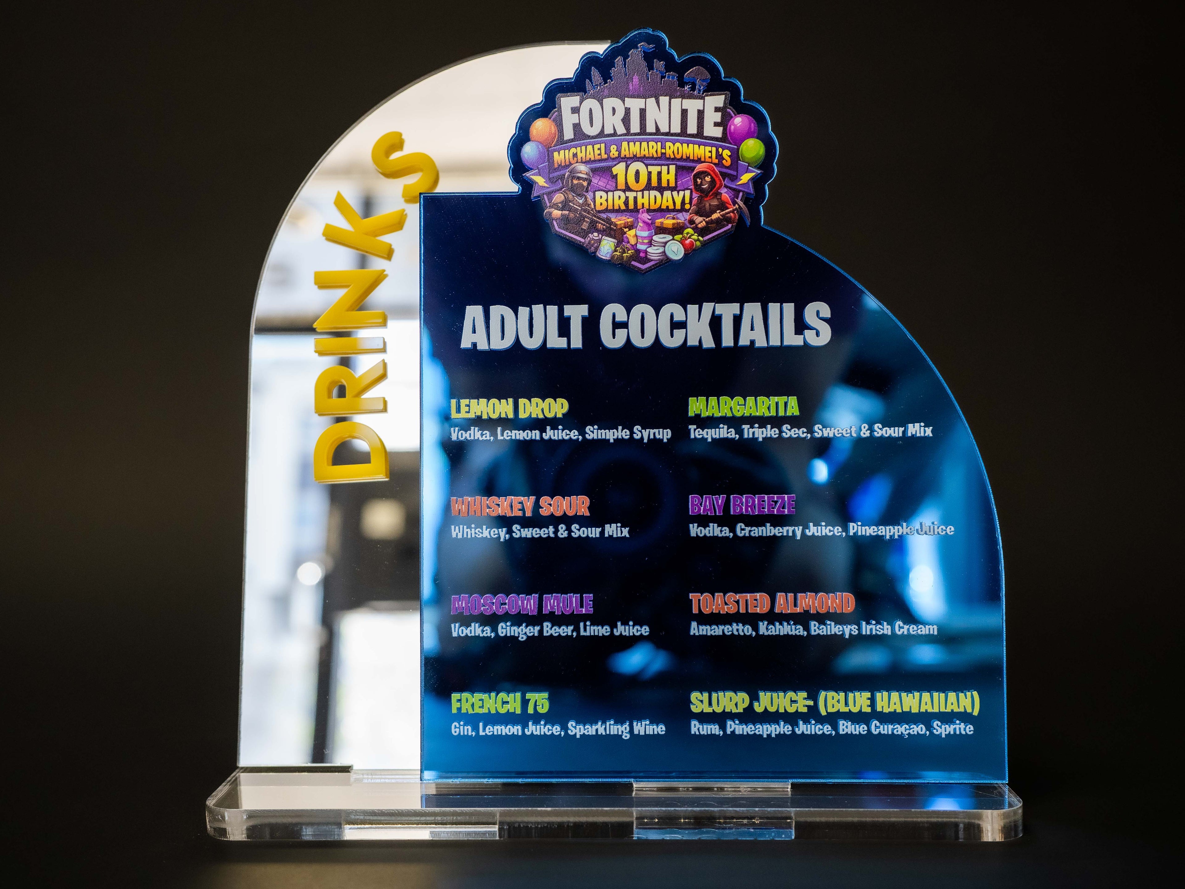 Custom UV Printed Acrylic Drink Menu Sign