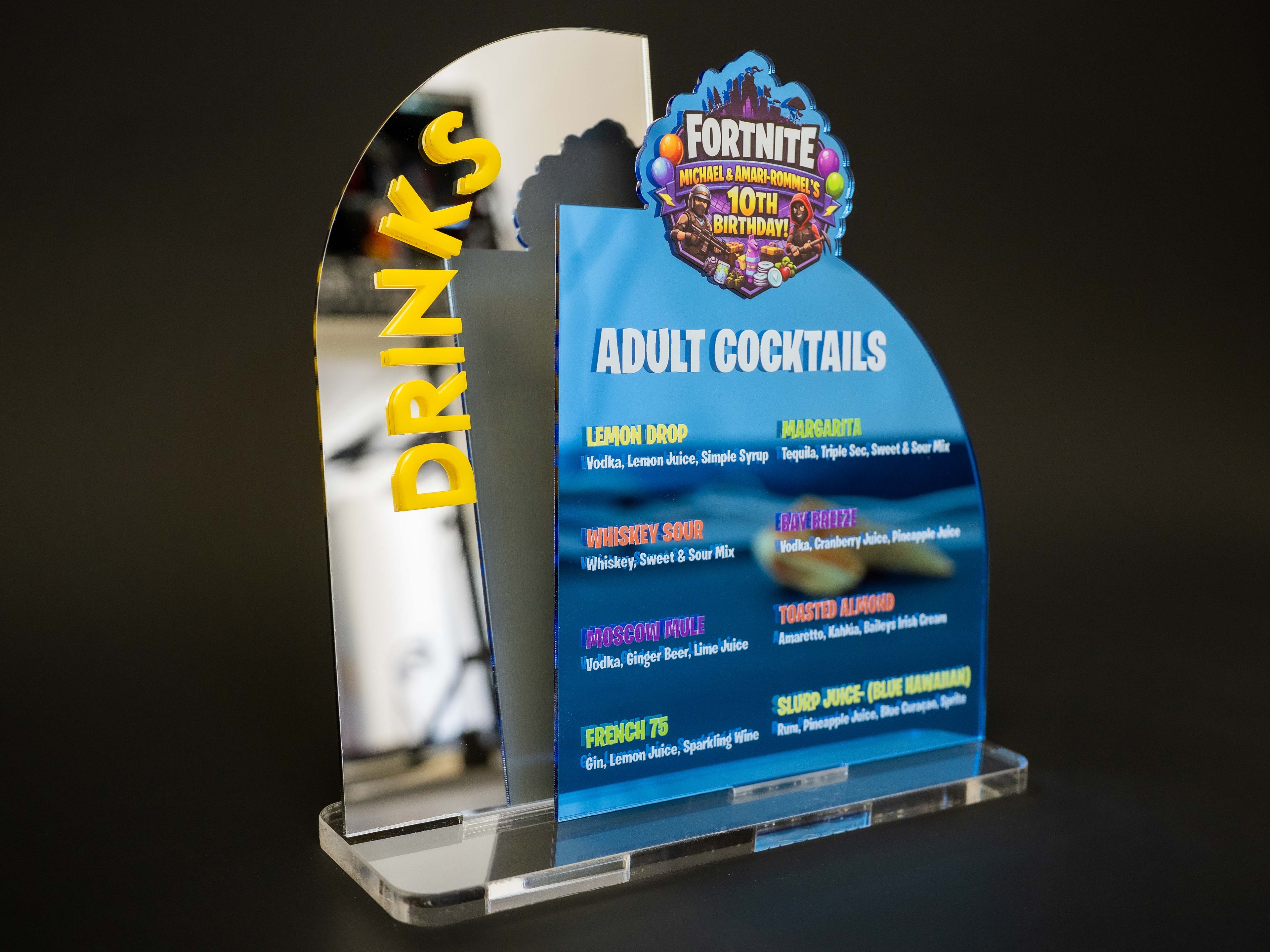 Custom UV Printed Acrylic Drink Menu Sign