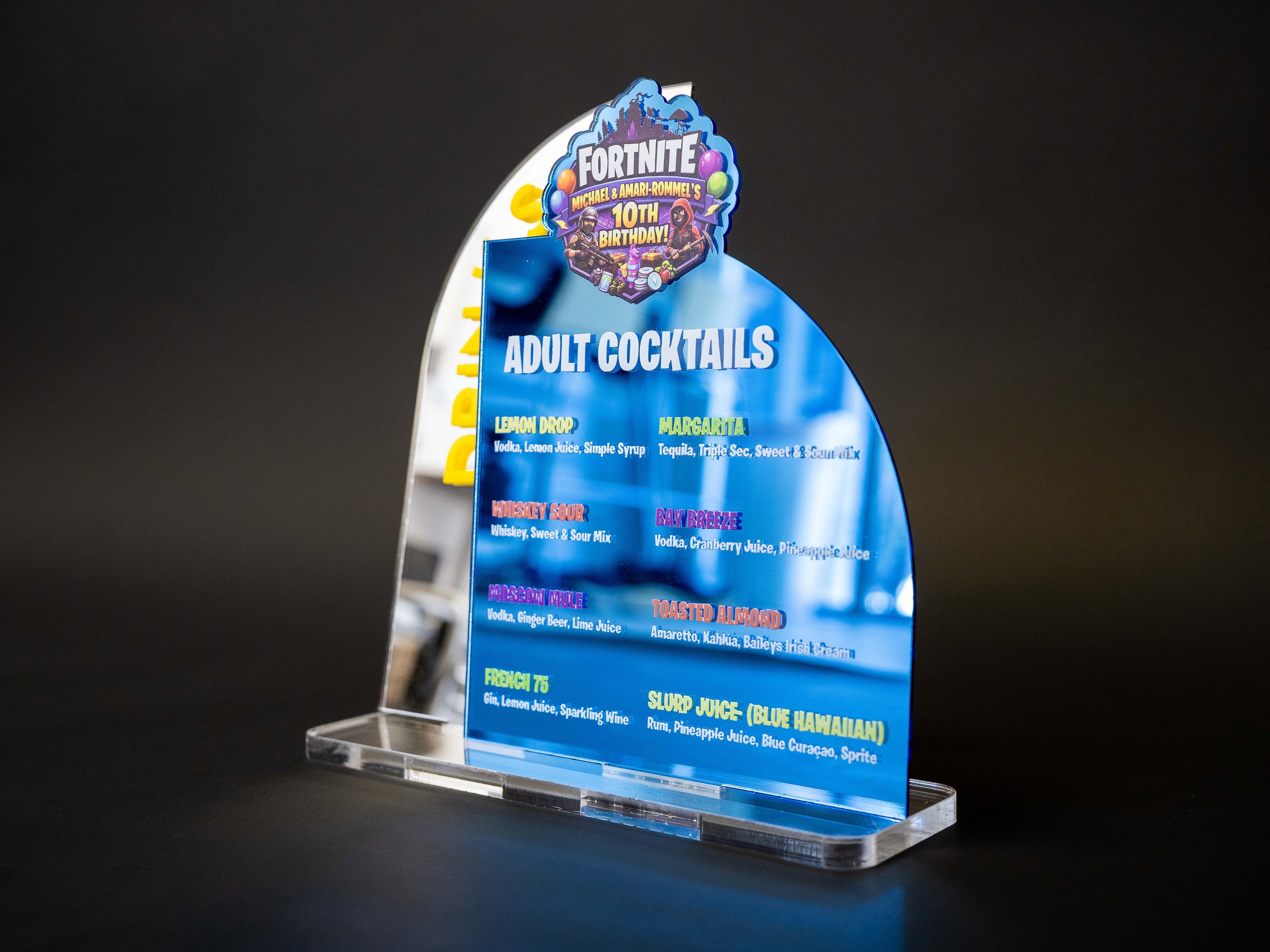 Custom UV Printed Acrylic Drink Menu Sign