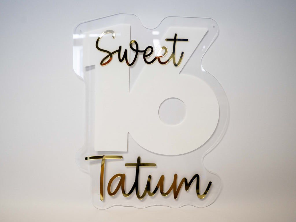 Custom Sweet 16 Quinceañera Acrylic Sign