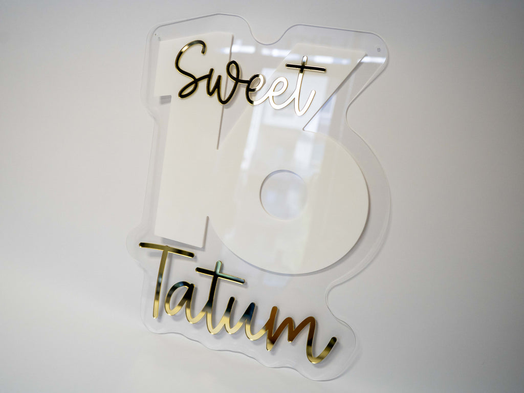 Custom Sweet 16 Quinceañera Acrylic Sign