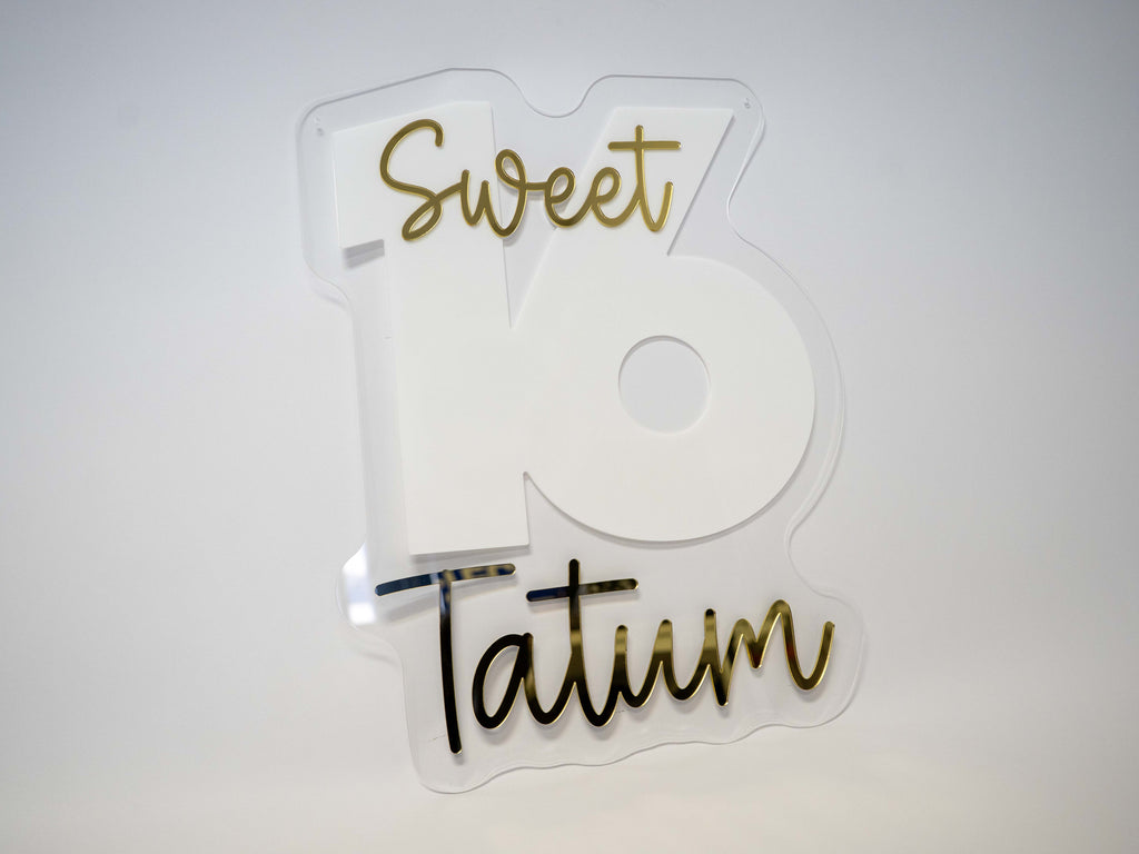 Custom Sweet 16 Quinceañera Acrylic Sign