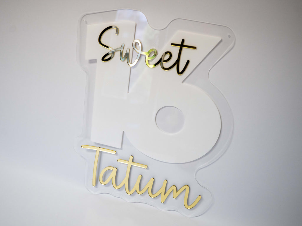 Custom Sweet 16 Quinceañera Acrylic Sign