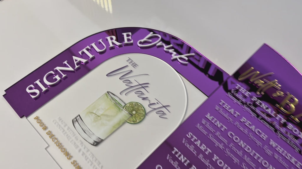 Luxury Signature Drink Sign Set | 3-Piece Arch Acrylic Bar Menu